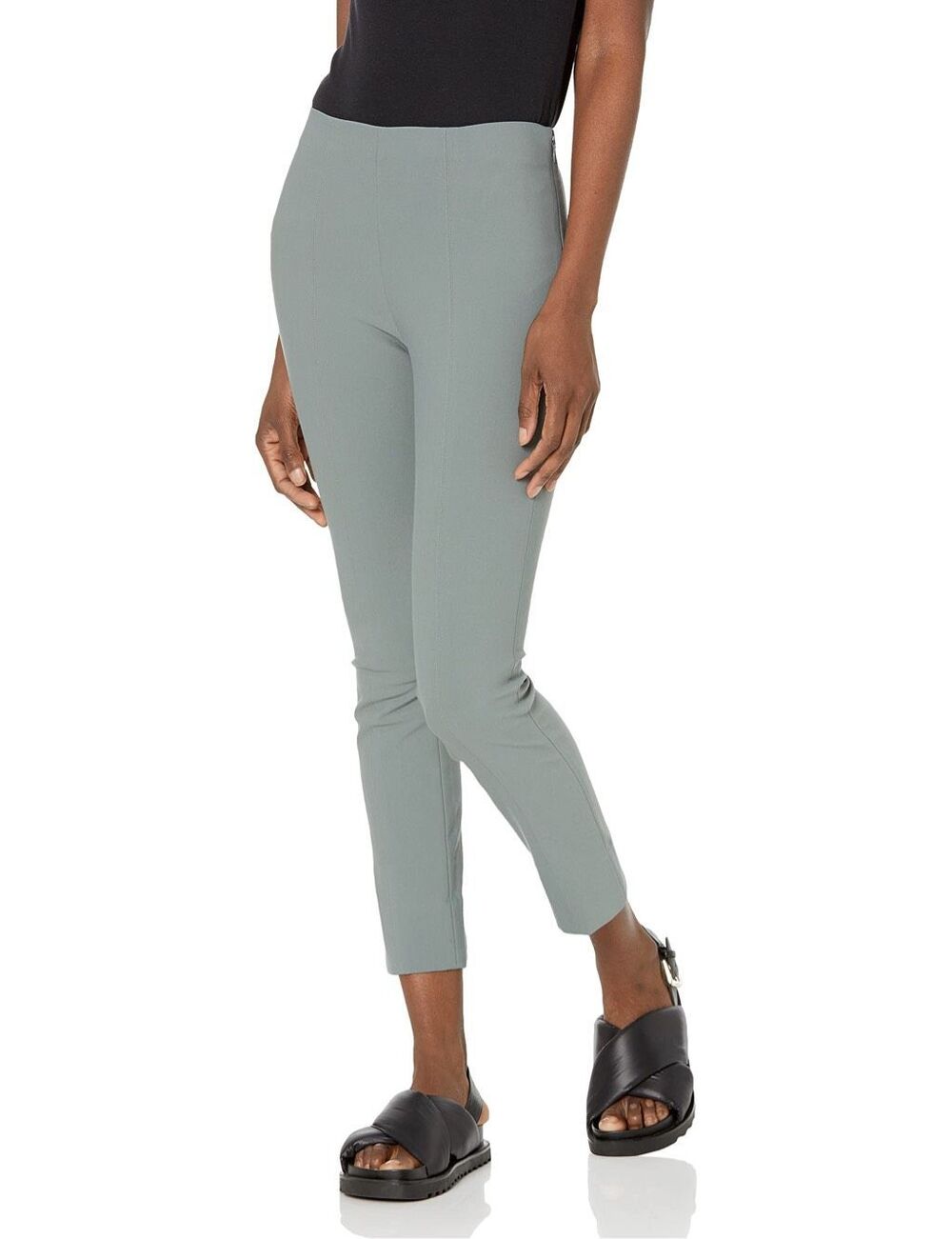 Vince $295 Italian Cotton-Blend Stitch Front Seam Ankle Legging Gray 1X NEW